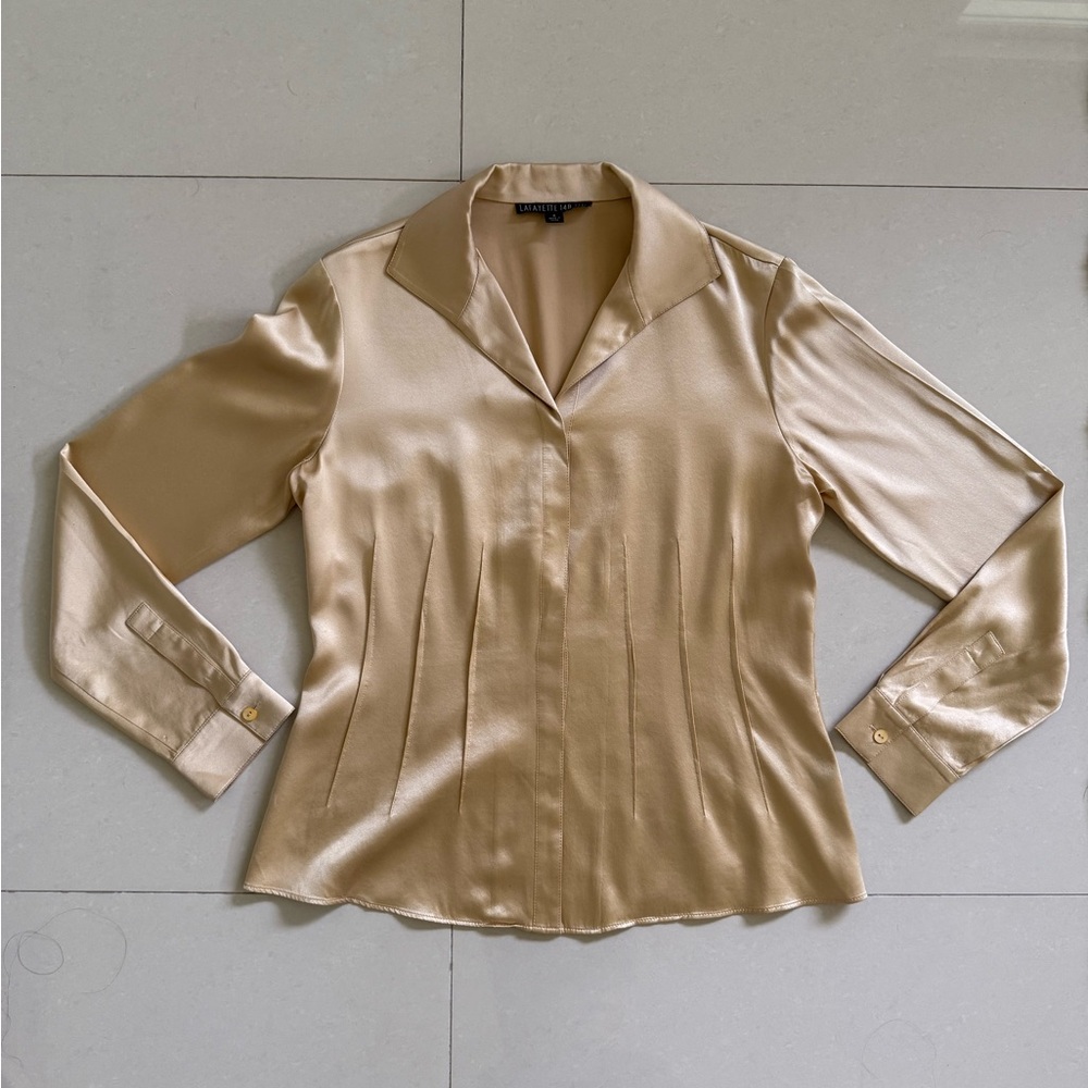 Lafayette 148 New York Gold Silk Blouse